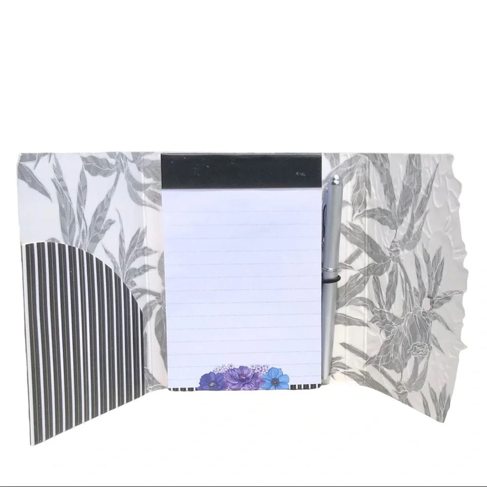Pictura Sienna's Garden Collection Black Stripe Garden Embossed Purse Note Pad
